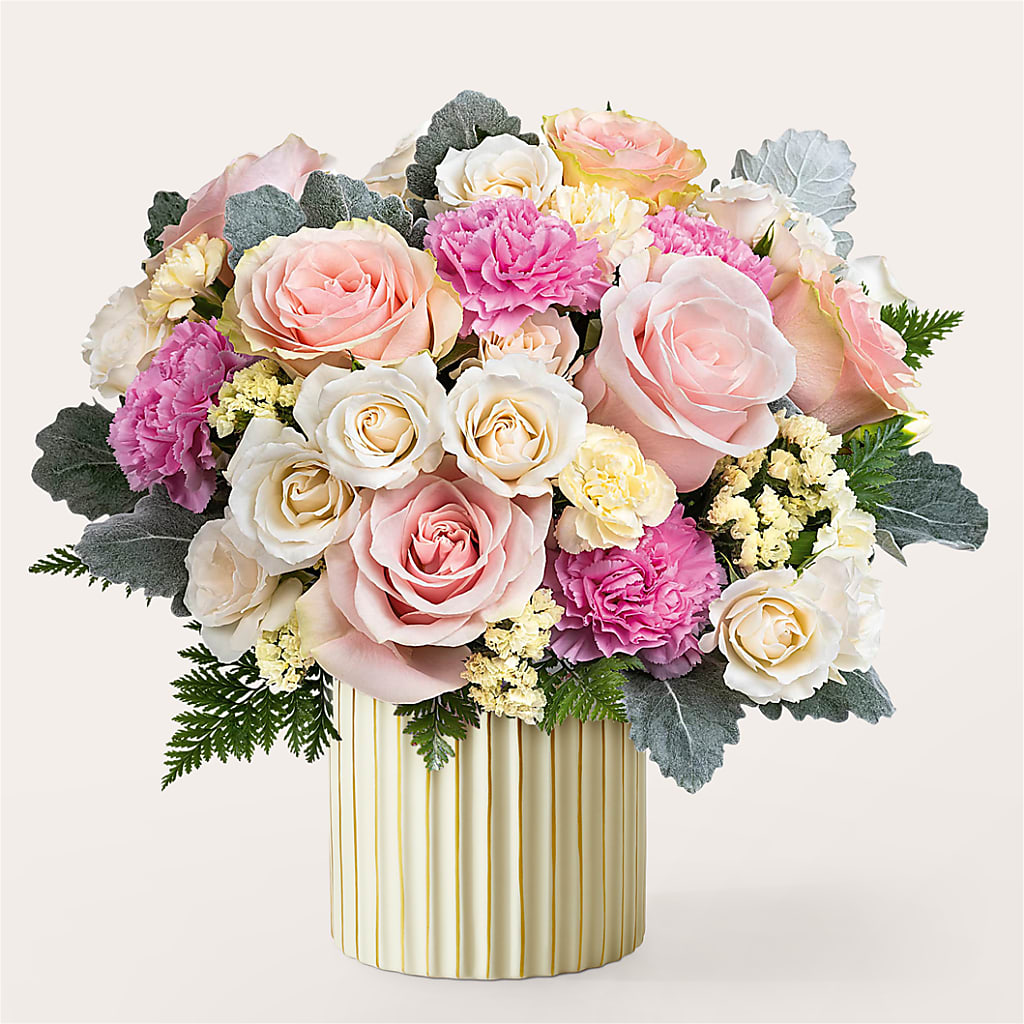Blissful Moments Bouquet with Ivory Vase – POPPIES & PAISLEY FLORAL, Mulino OR
