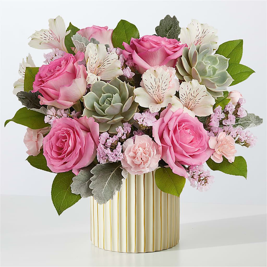 Dusty Rose Bouquet with Ivory Vase – POPPIES & PAISLEY FLORAL, Mulino OR