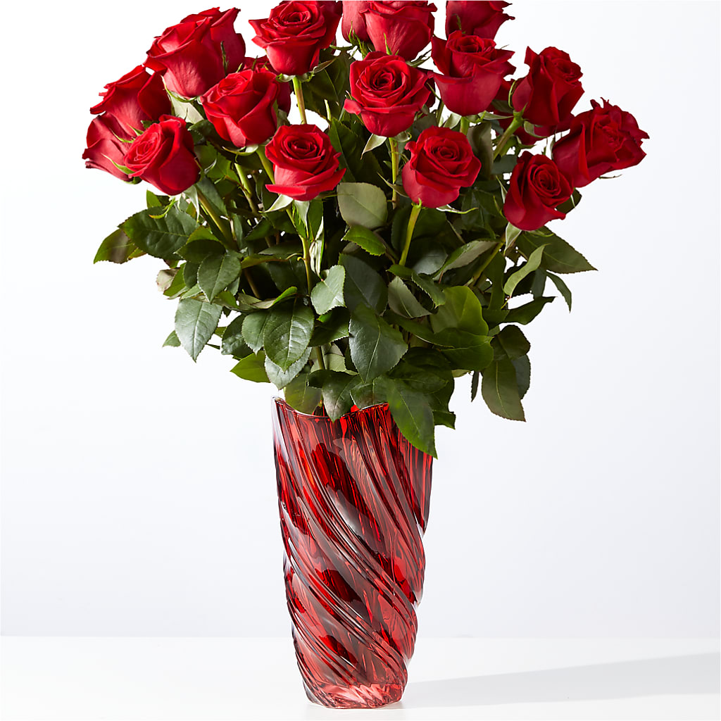 Classic Love Red Rose Bouquet with Luxe Swirl Vase – POPPIES & PAISLEY FLORAL, Mulino OR