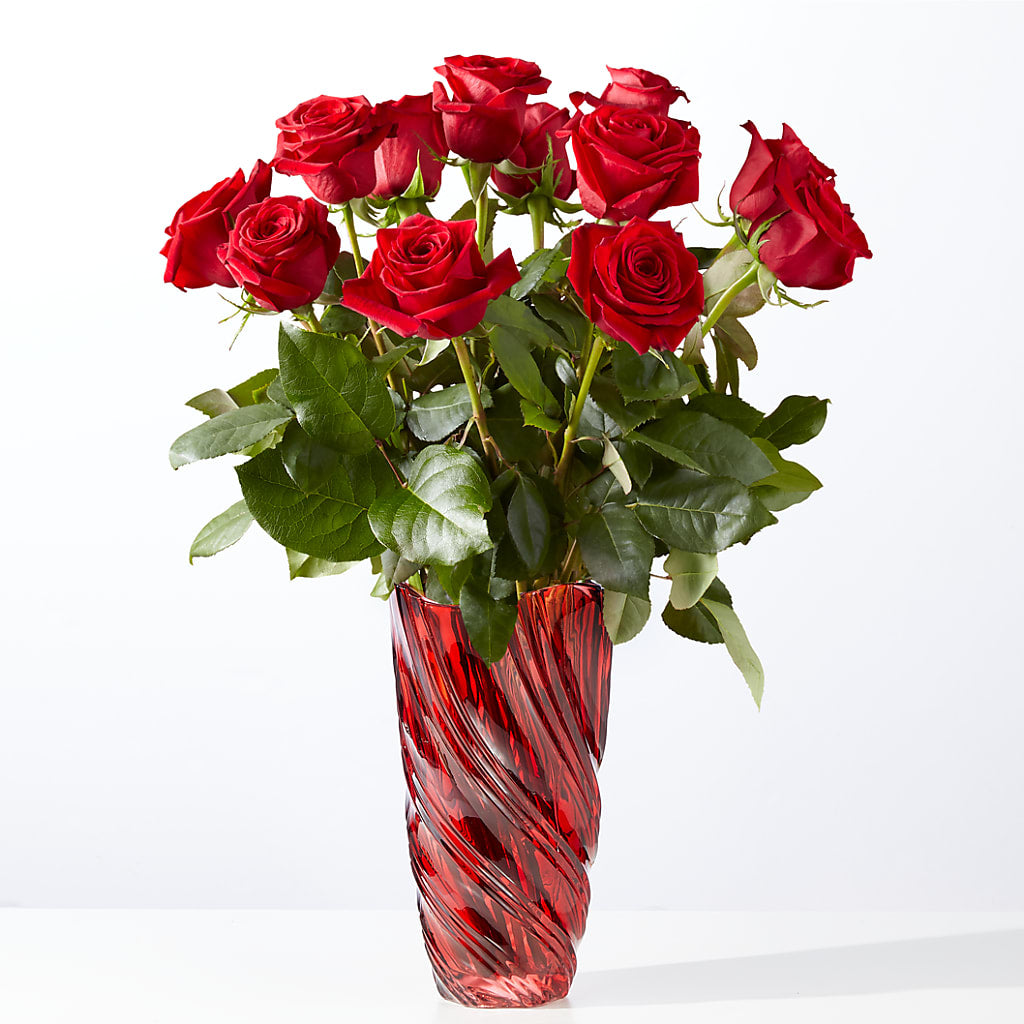 Classic Love Red Rose Bouquet with Luxe Swirl Vase – POPPIES & PAISLEY FLORAL, Mulino OR
