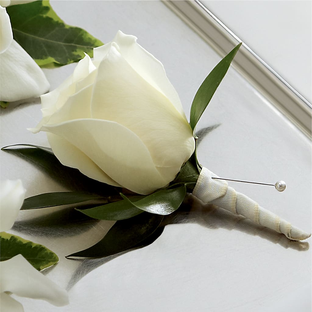 White Rose Boutonniere – POPPIES & PAISLEY FLORAL, Mulino OR