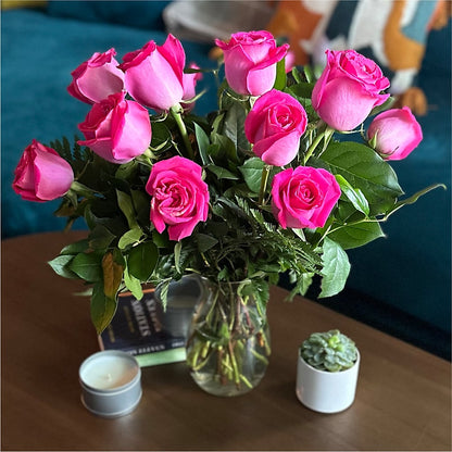 Long Stem Pink Rose Bouquet – POPPIES & PAISLEY FLORAL, Mulino OR