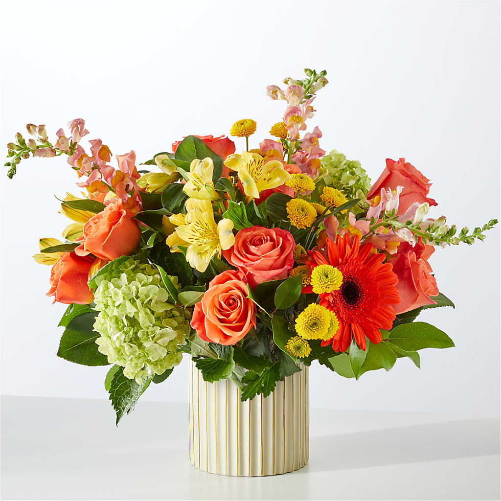 Autumn Sunshine Bouquet with Ivory Vase – POPPIES & PAISLEY FLORAL, Mulino OR