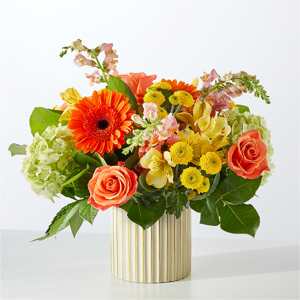 Autumn Sunshine Bouquet with Ivory Vase – POPPIES & PAISLEY FLORAL, Mulino OR